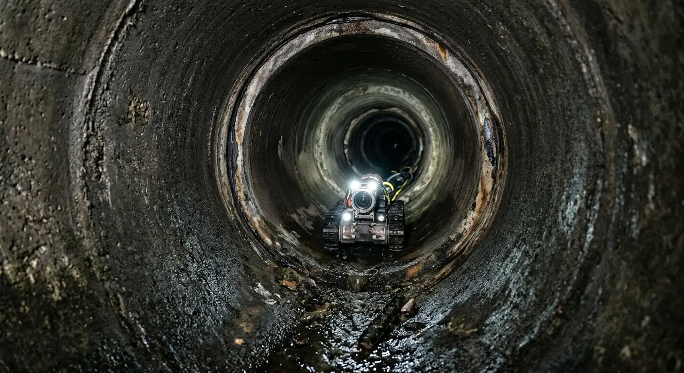 Robotic sewer camera inspecting pipe interior for Drain Snake Service in Janesville